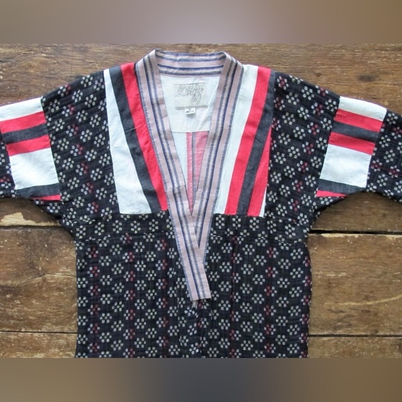 ACE & JIG Kasuri Kimono Jacket Size S Cotton Stripe RARE - Picture 2 of 9